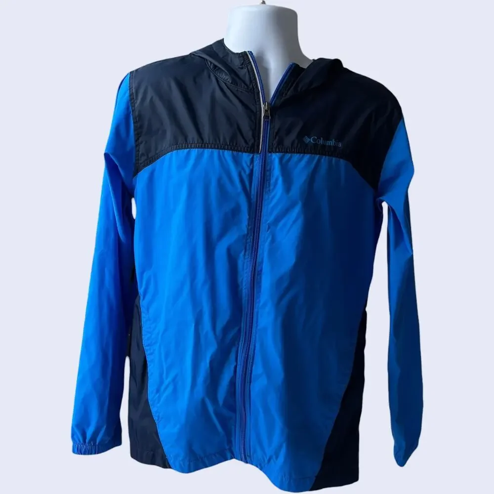 Blue Navy XL Windbreaker Jacket Full Zip Colorblock Athletic Hooded Sportswear